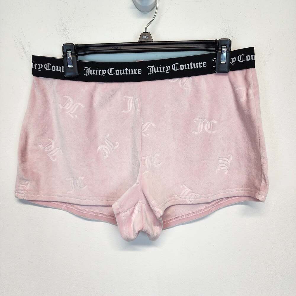 Juicy Couture Womens Pink Velour Shorts Size M Boxer Pajama Y2K Glam 2000s Style
